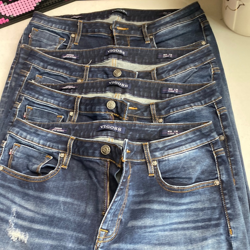 4 pair Bundle Vigross Jagger Super Skinny Distress Jeans, 33x28